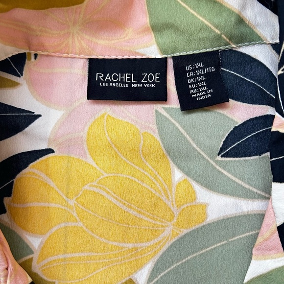 Rachel Zoe Floral Pajama Set - Yellow and Green Leaf Print Tropical - Picture 2 of 9